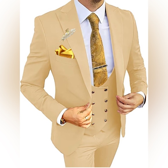 Wangyue Other - Piece Men's Suits Slim Fit Suits for Men Double Breasted Suit Men Wedding Prom